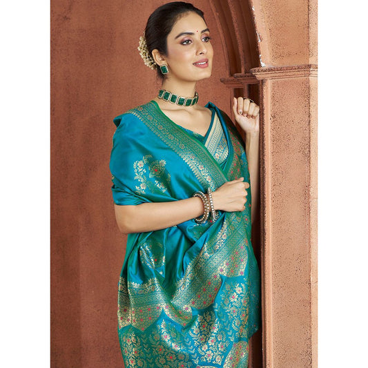 Banarasi Silk-Festival Wear Saree - Sky Blue - Eljoys Fashion