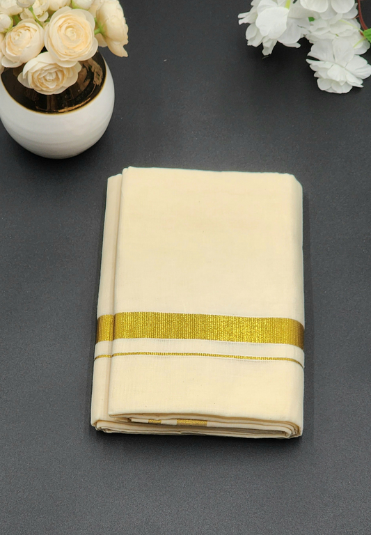 Dhoti(Mundu)  Kerala style True Gold Bold Line - Eljoys Fashion