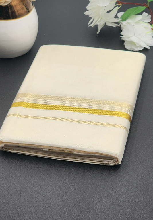 Dhoti(Mundu)  Kerala style Multi Gold line Border - Eljoys Fashion