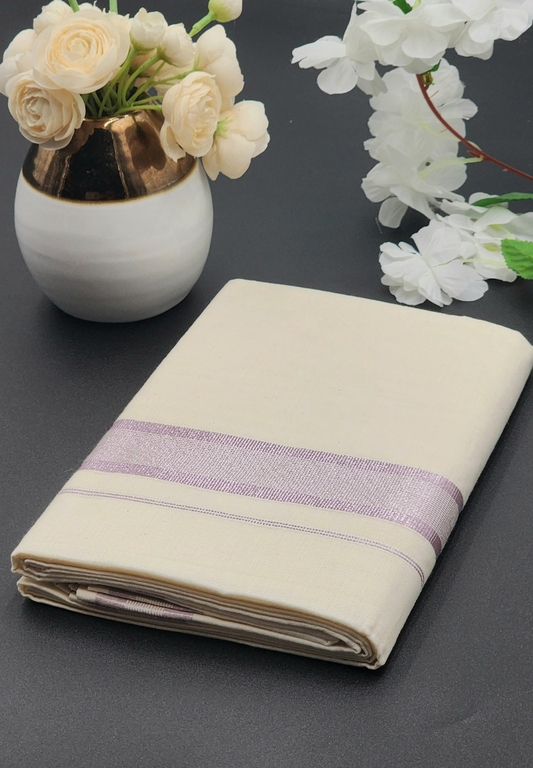 Dhoti(Mundu)  Kerala style Lavender multi border lines - Eljoys Fashion