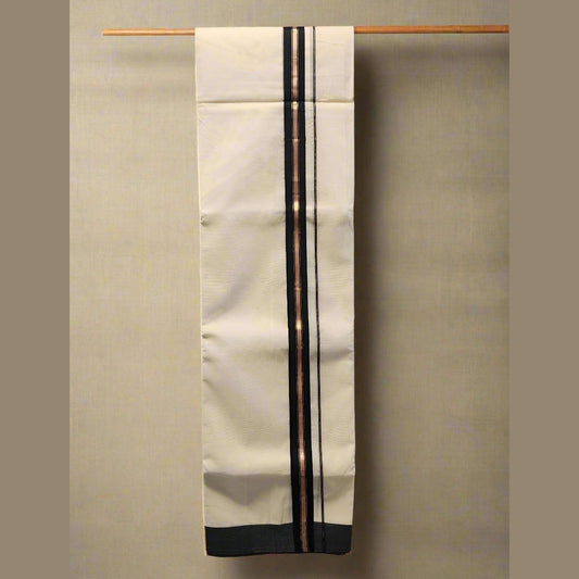 Dhoti Black and copper Border Eljoys Fashion