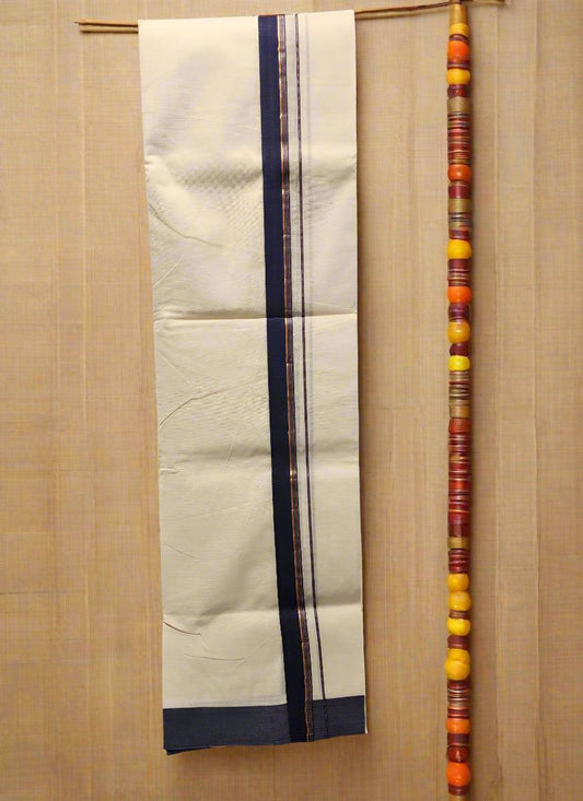 Dhoti Violet and copper border Eljoys Fashion