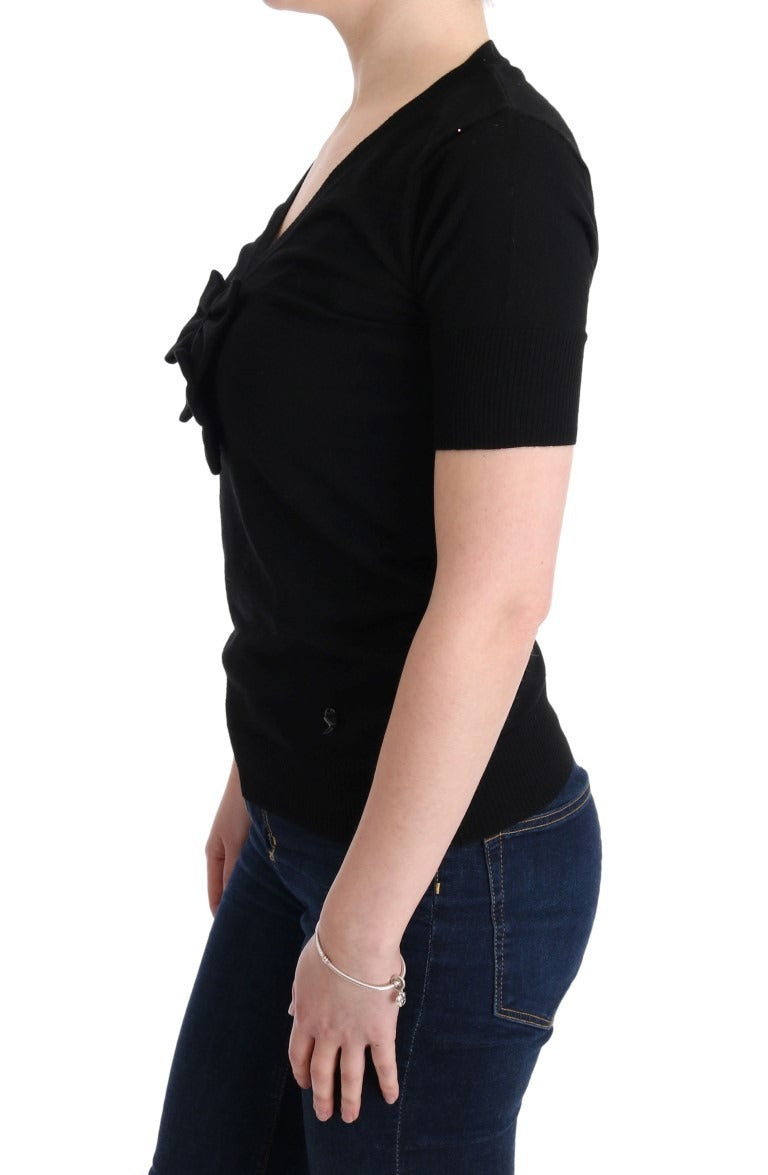 MARGHI LO' Black 100% Lana Wool Blouse Women T-shirt Top MARGHI LO'