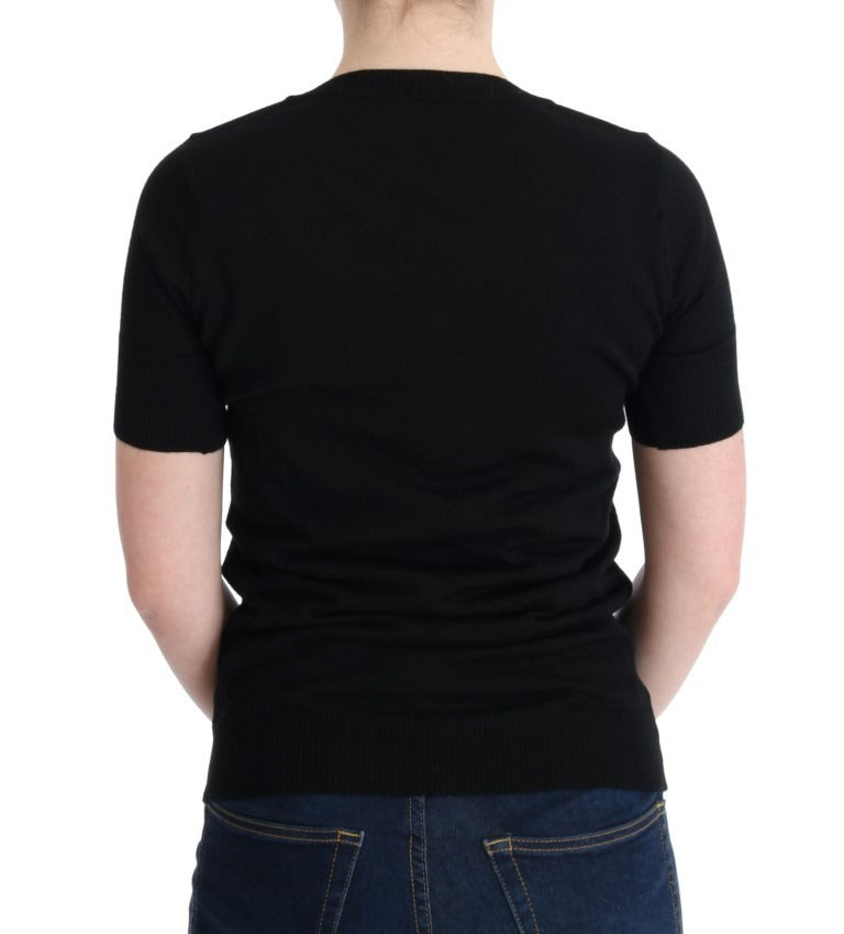 MARGHI LO' Black 100% Lana Wool Blouse Women T-shirt Top MARGHI LO'