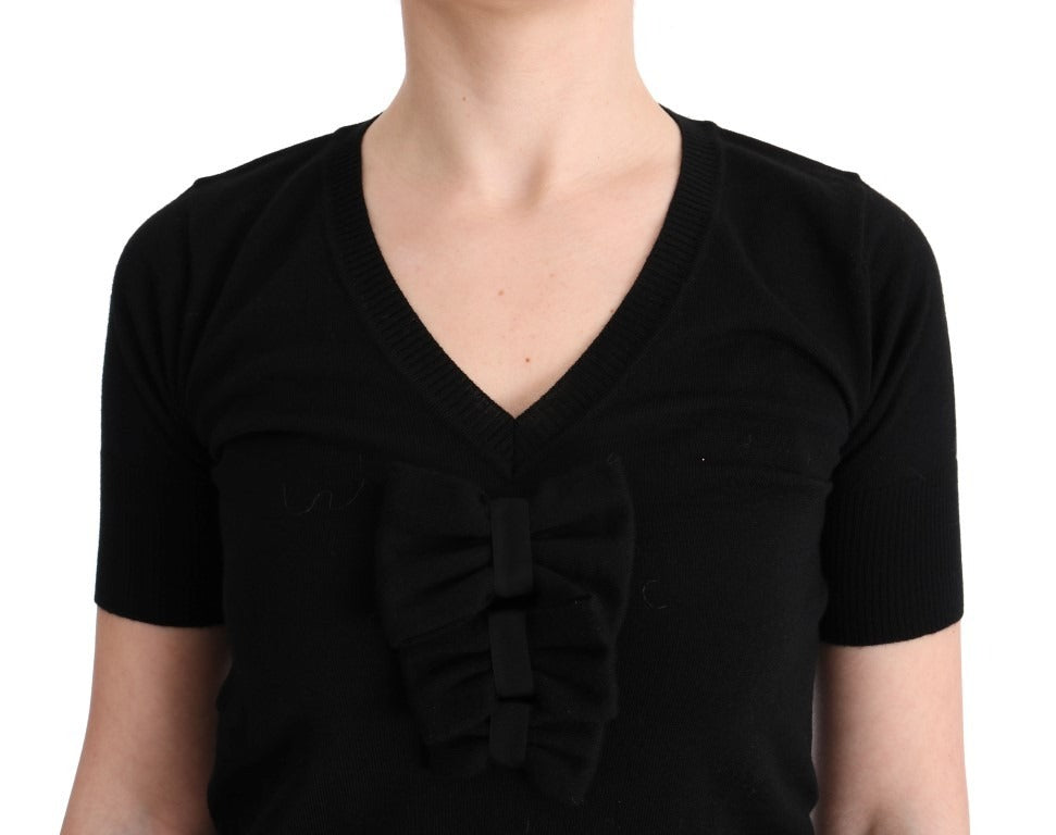 MARGHI LO' Black 100% Lana Wool Blouse Women T-shirt Top MARGHI LO'