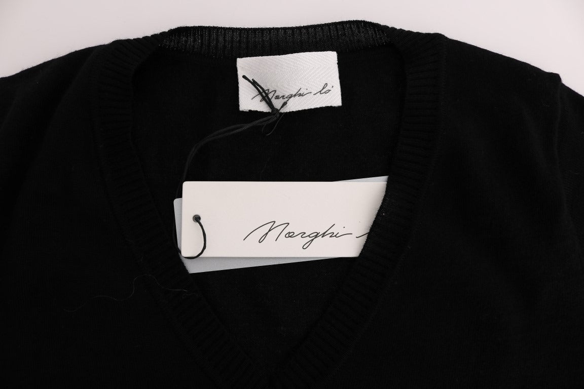 MARGHI LO' Black 100% Lana Wool Blouse Women T-shirt Top MARGHI LO'
