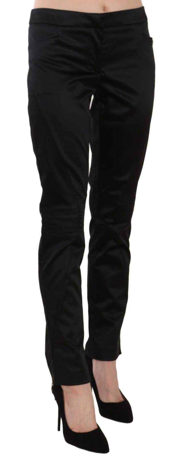 Exte Black Mid Waist Skinny Dress Formal Trousers Pants - Eljoys Fashion 