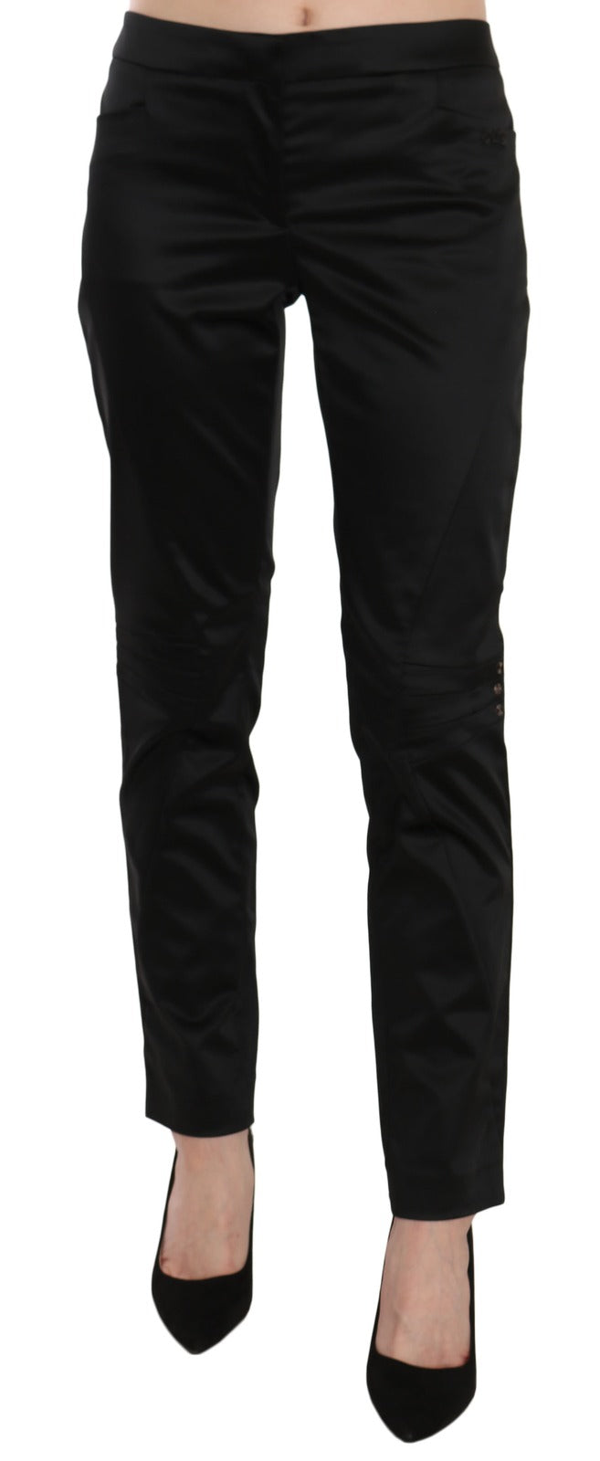 Exte Black Mid Waist Skinny Dress Formal Trousers Pants - Eljoys Fashion 