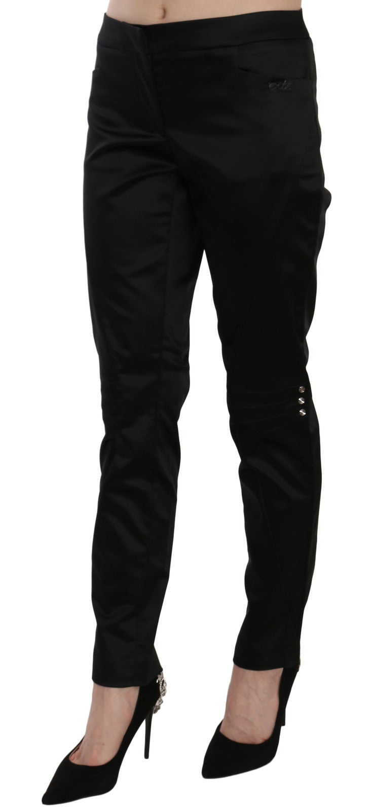 Exte Black Mid Waist Skinny Dress Formal Trousers Pants - Eljoys Fashion 