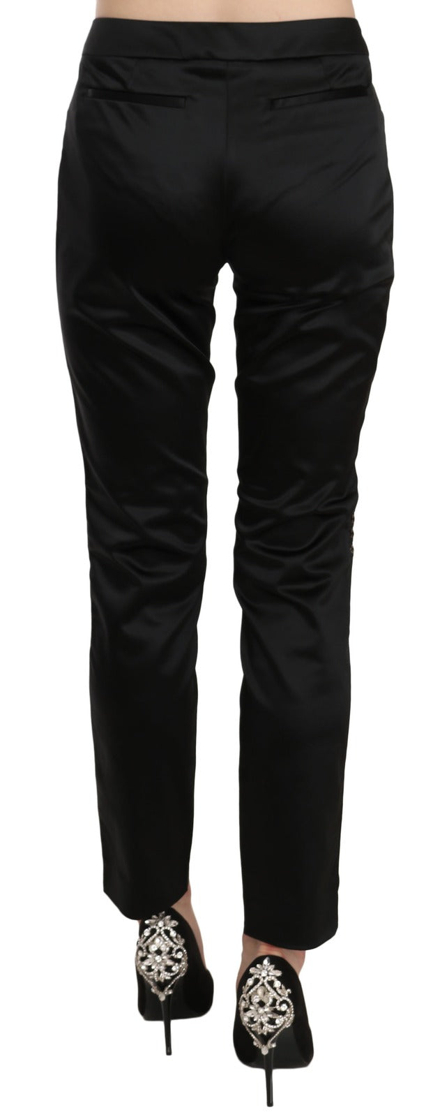 Exte Black Mid Waist Skinny Dress Formal Trousers Pants - Eljoys Fashion 