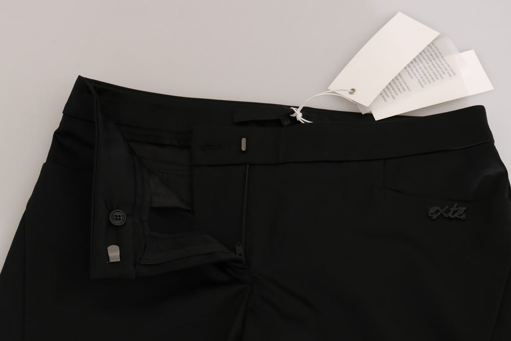 Exte Black Mid Waist Skinny Dress Formal Trousers Pants - Eljoys Fashion 