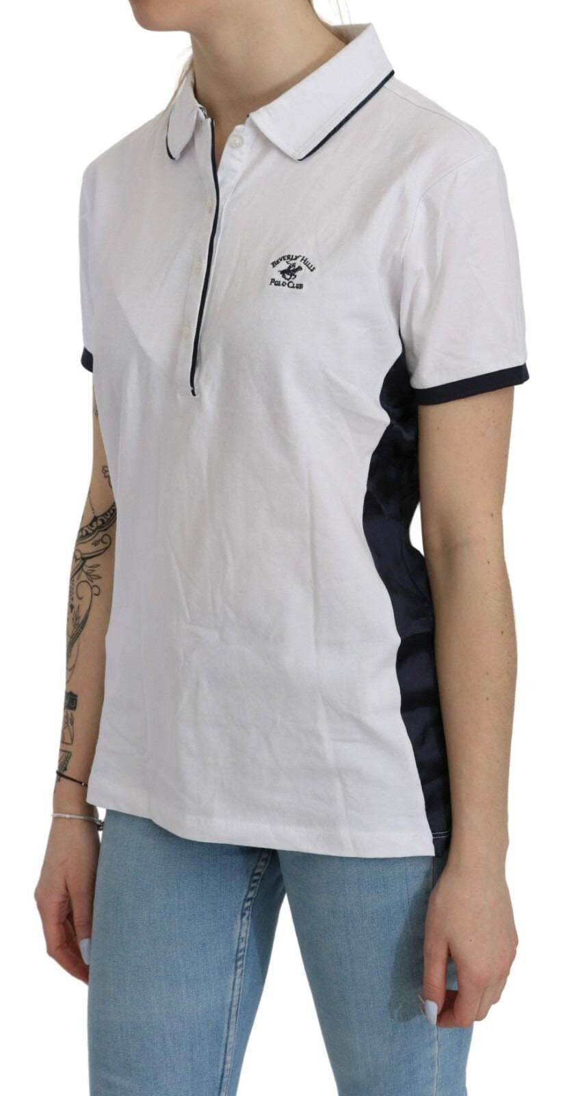 Beverly Hills Cotton White Collared Short Sleeve Top - Eljoys Fashion 