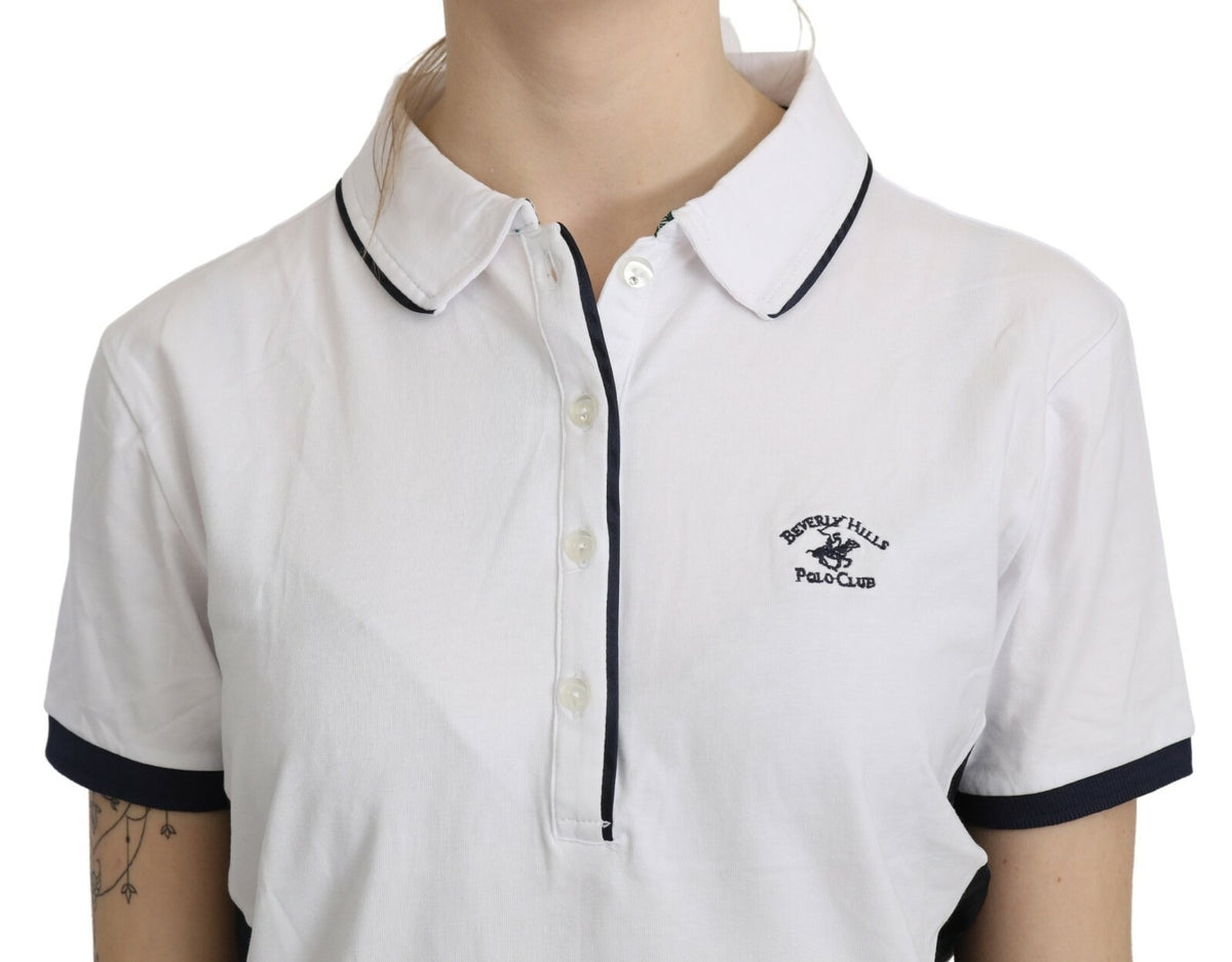 Beverly Hills Cotton White Collared Short Sleeve Top - Eljoys Fashion 