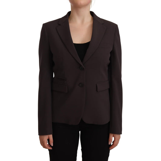 F.IT Brown Long Sleeve Single Breasted Women Jacket Blazer