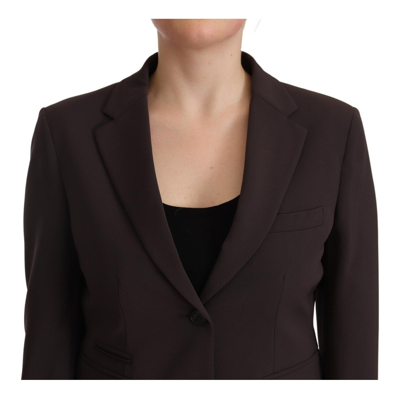 F.IT Brown Long Sleeve Single Breasted Women Jacket Blazer