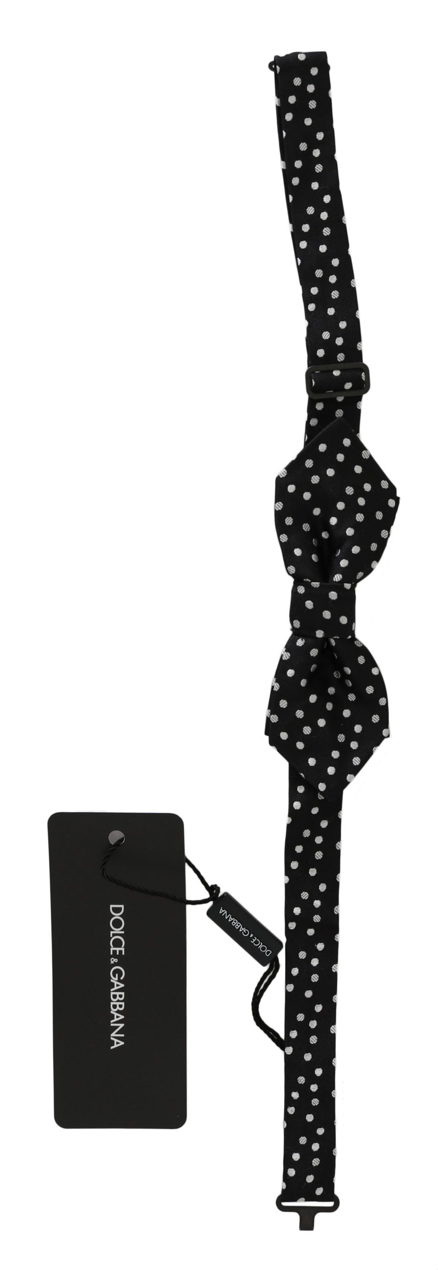 Dolce & Gabbana Black Polka Dots Silk Adjustable Neck Papillon Men Bow Tie Dolce & Gabbana