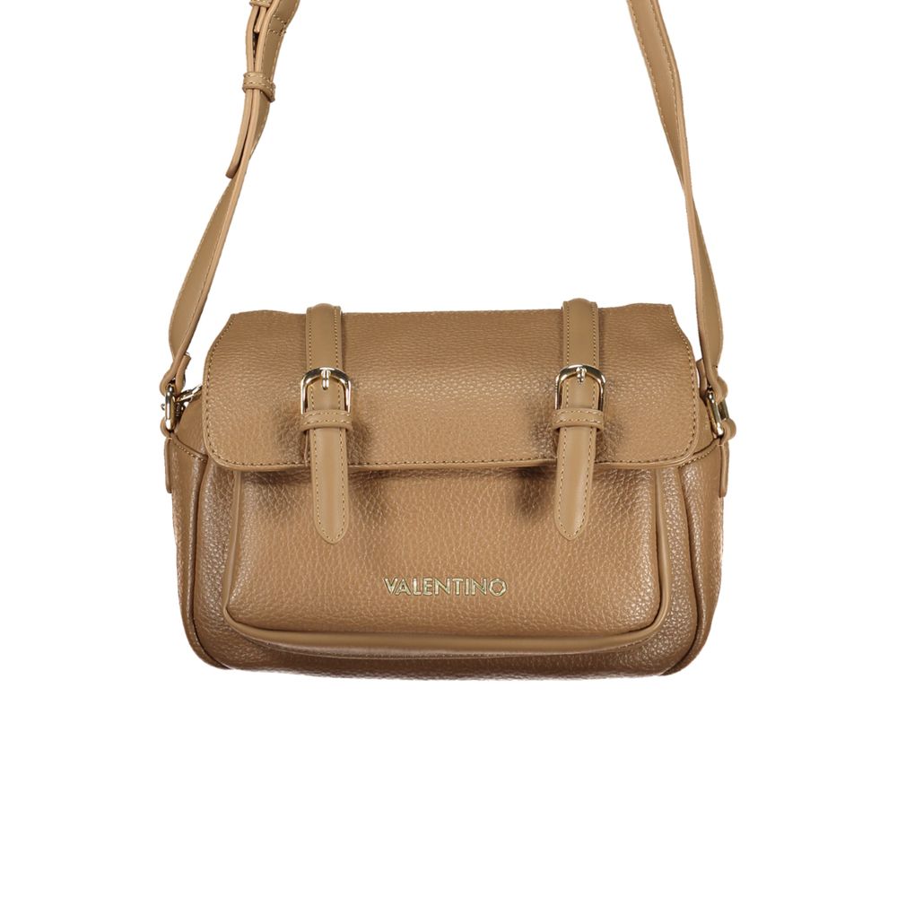 Mario Valentino brown polyurethane women's bag with sleek design and top handle, perfect for stylish everyday use.