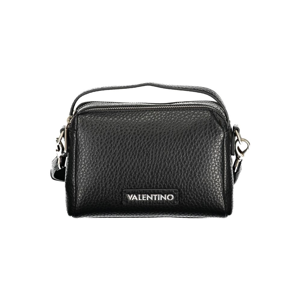 Mario Valentino black women's polyurethane bag with sleek design and gold-tone hardware, featuring shoulder strap and spacious interior.