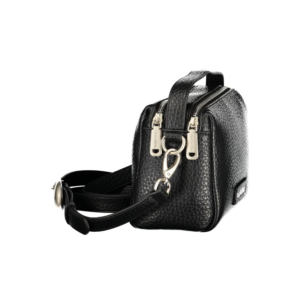 Mario Valentino black polyurethane women's bag with sleek design and top handle, stylish accessory for everyday use.