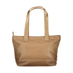 Mario Valentino brown polyurethane women's bag with sleek design and top handle, featuring subtle branding and spacious interior.
