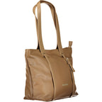 Mario Valentino brown polyurethane women's bag with sleek design and top handle, showcasing stylish and functional accessories.