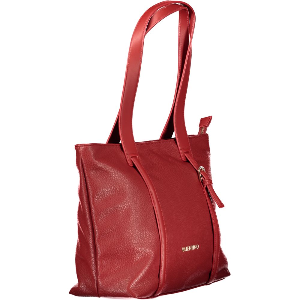 Mario Valentino Rosso polyurethane women's bag with zip closure, stylish handbag with sleek design and functional zipper detail.