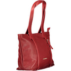 Mario Valentino Rosso polyurethane women's bag with zip closure, stylish handbag with sleek design and functional zipper detail.