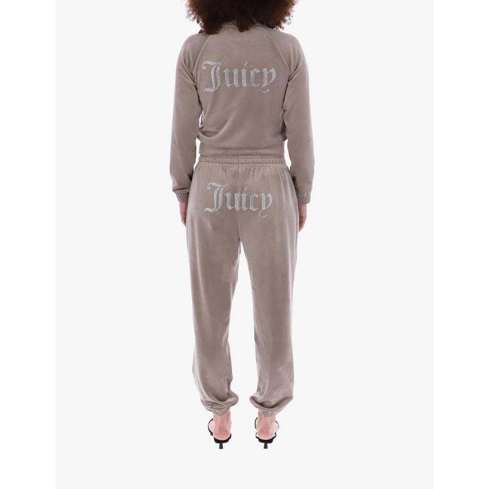 Juicy Couture brown polyester sweatshirt with a relaxed fit, featuring the brand's signature logo on the front.