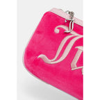 Juicy Couture pink polyester shoulder bag with adjustable strap and gold-tone hardware, casual accessory for everyday wear.