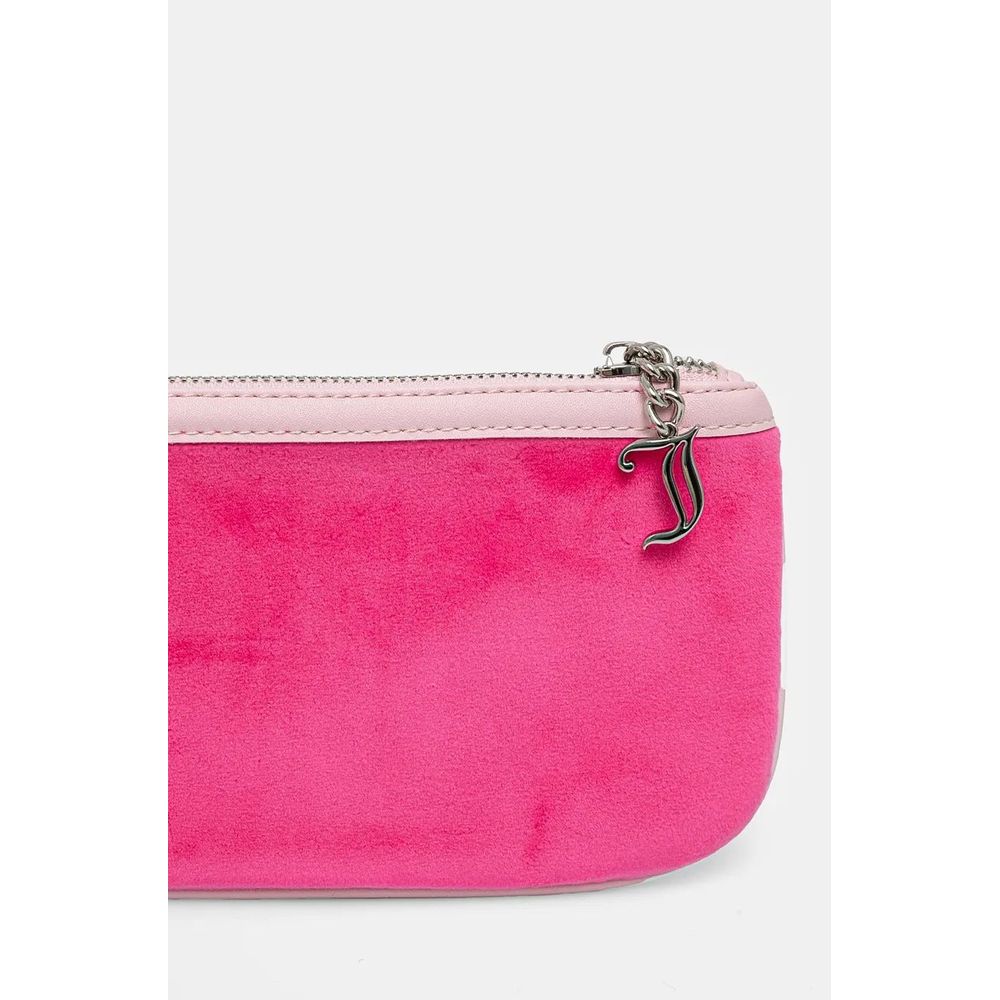 Pink Juicy Couture shoulder bag made of polyester with adjustable strap and signature logo detail.