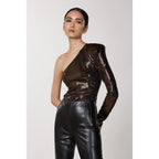 Patrizia Pepe Brown Acetate Tank Tops - Eljoys Fashion 