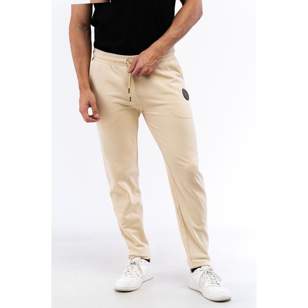 Cavalli Class Beige Cotton Joggers Workout Pants