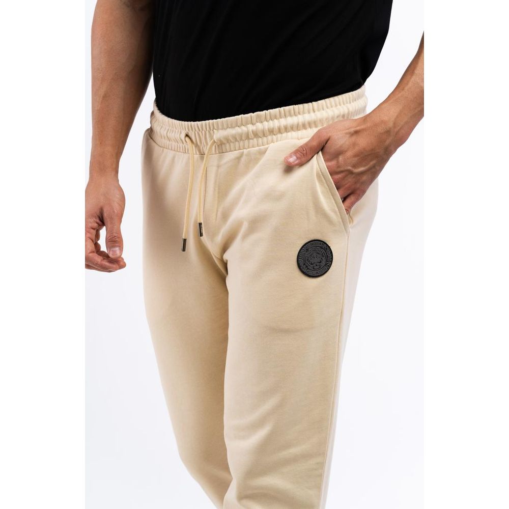 Cavalli Class Beige Cotton Joggers Workout Pants