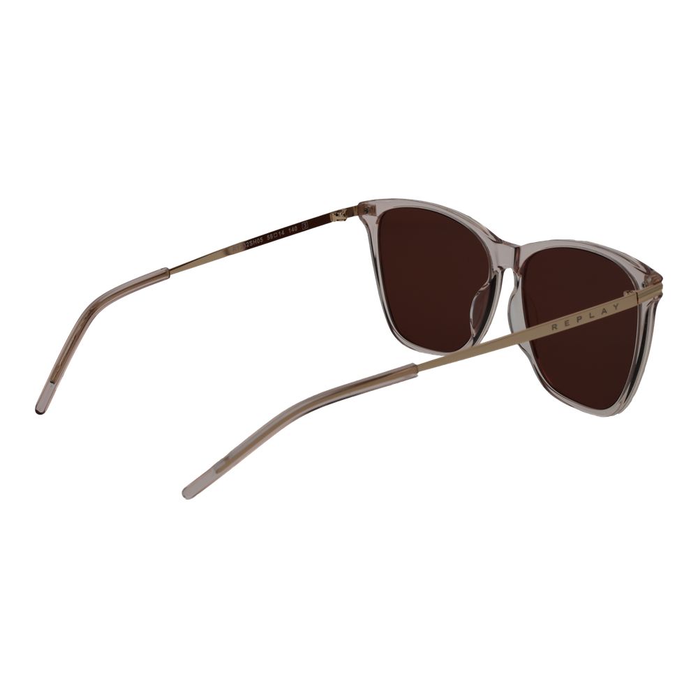 Replay beige plastic sunglasses with round frames and tinted lenses, stylish and lightweight for everyday wear.