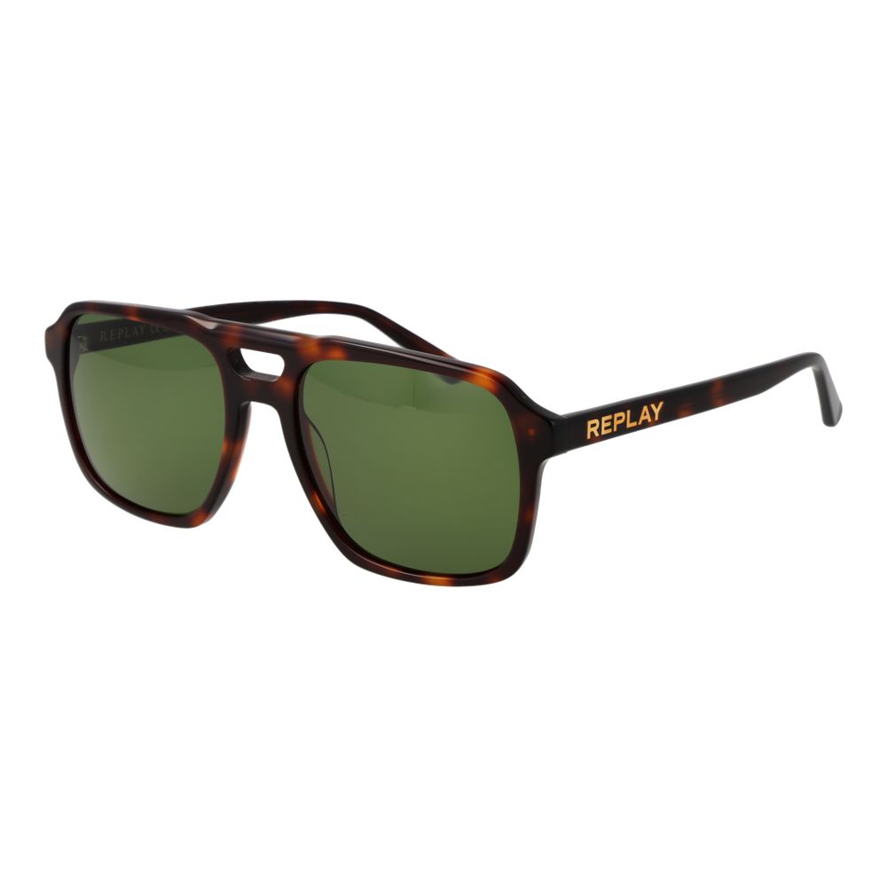 Replay brown plastic sunglasses with rounded frames and dark tinted lenses, stylish eyewear for casual and outdoor wear.