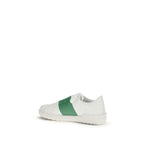 Valentino Garavani white calf leather Bos Taurus low top sneakers showing sleek design and smooth leather finish.
