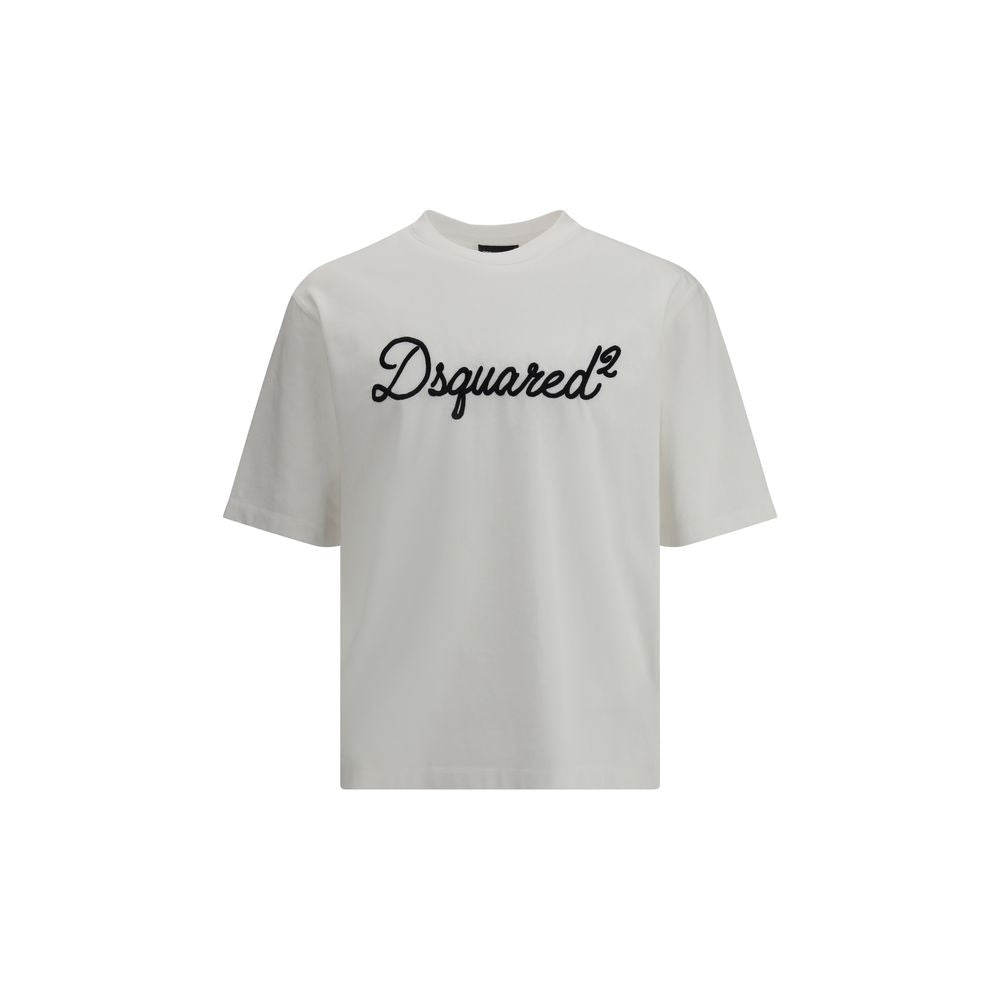 White cotton T-shirt by Dsquared² with a classic crew neckline and clean design, displayed flat on a neutral background.