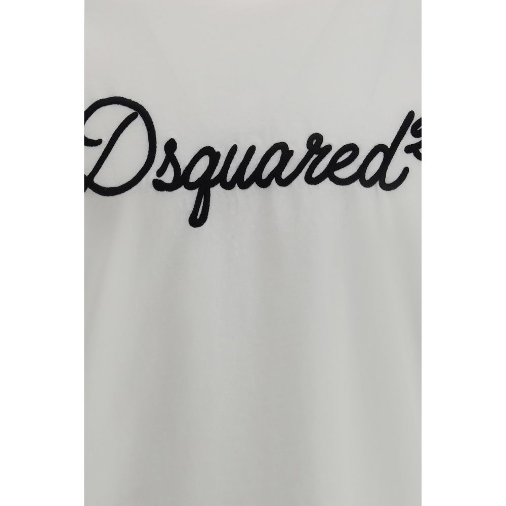 White cotton T-shirt by Dsquared² with a classic crew neck and minimalist design, displayed flat.