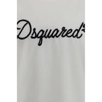 White cotton T-shirt by Dsquared² with a classic crew neck and minimalist design, displayed flat.