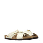Beige leather slippers by Valentino Garavani featuring a sleek, minimalist design and comfortable slip-on style.