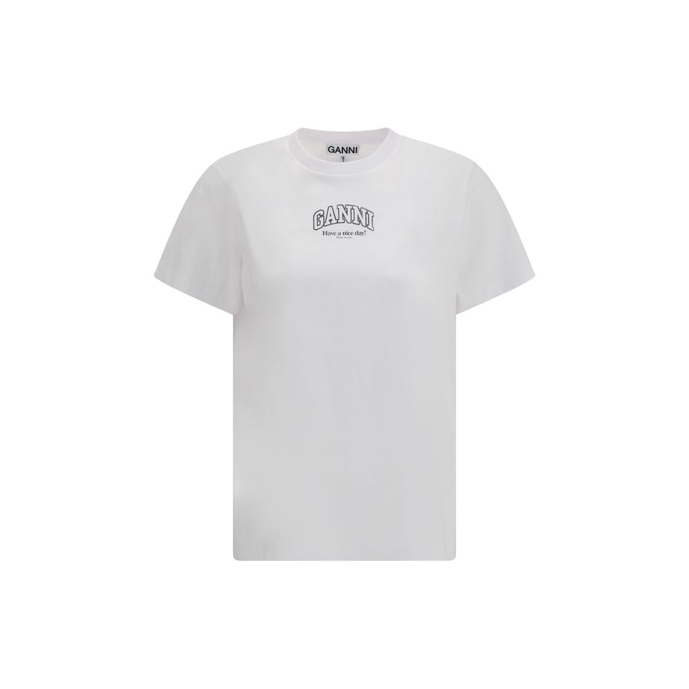 Ganni White Cotton T-Shirt Ganni