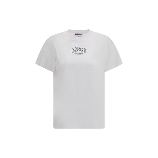Ganni White Cotton T-Shirt Ganni