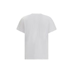 Ganni white cotton T-shirt with short sleeves and crew neckline, casual everyday wear for women.