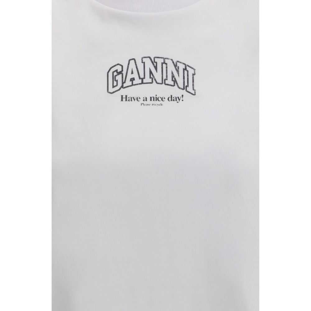 Ganni White Cotton T-Shirt Ganni