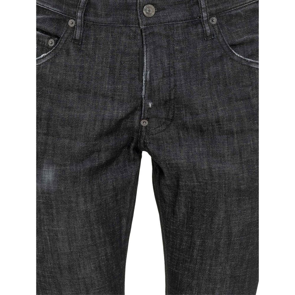 Black cotton skinny jeans from Dsquared² with a fitted style and classic denim look, shown on a model.