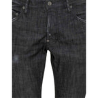 Black cotton skinny jeans from Dsquared² with a fitted style and classic denim look, shown on a model.