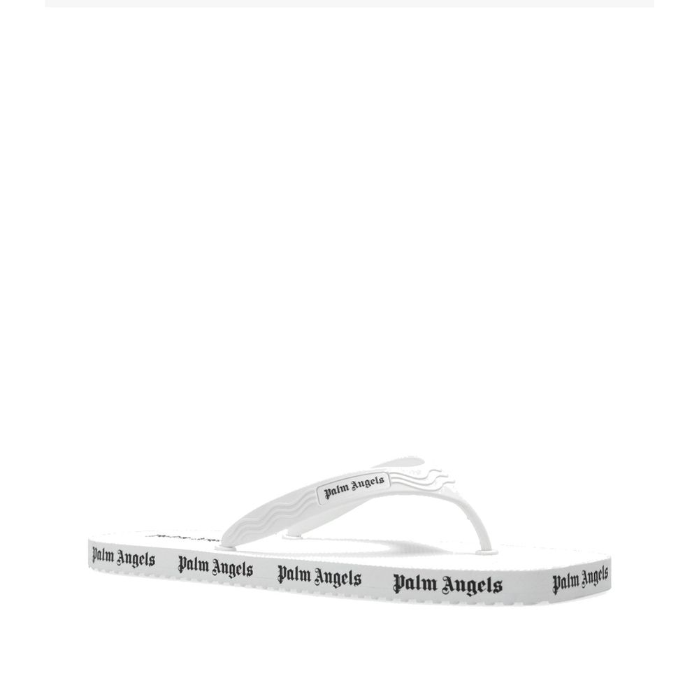 Palm Angels white rubber slides featuring a minimalist design and adjustable straps, ideal for casual summer wear.