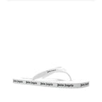 Palm Angels white rubber slides featuring a minimalist design and adjustable straps, ideal for casual summer wear.