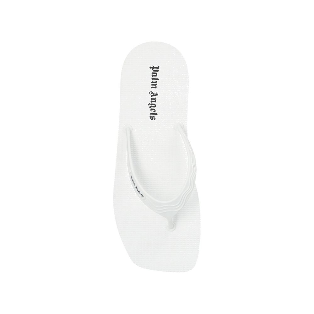 White Rubber Slides by Palm Angels featuring a sleek design and open-toe style, perfect for casual summer wear.