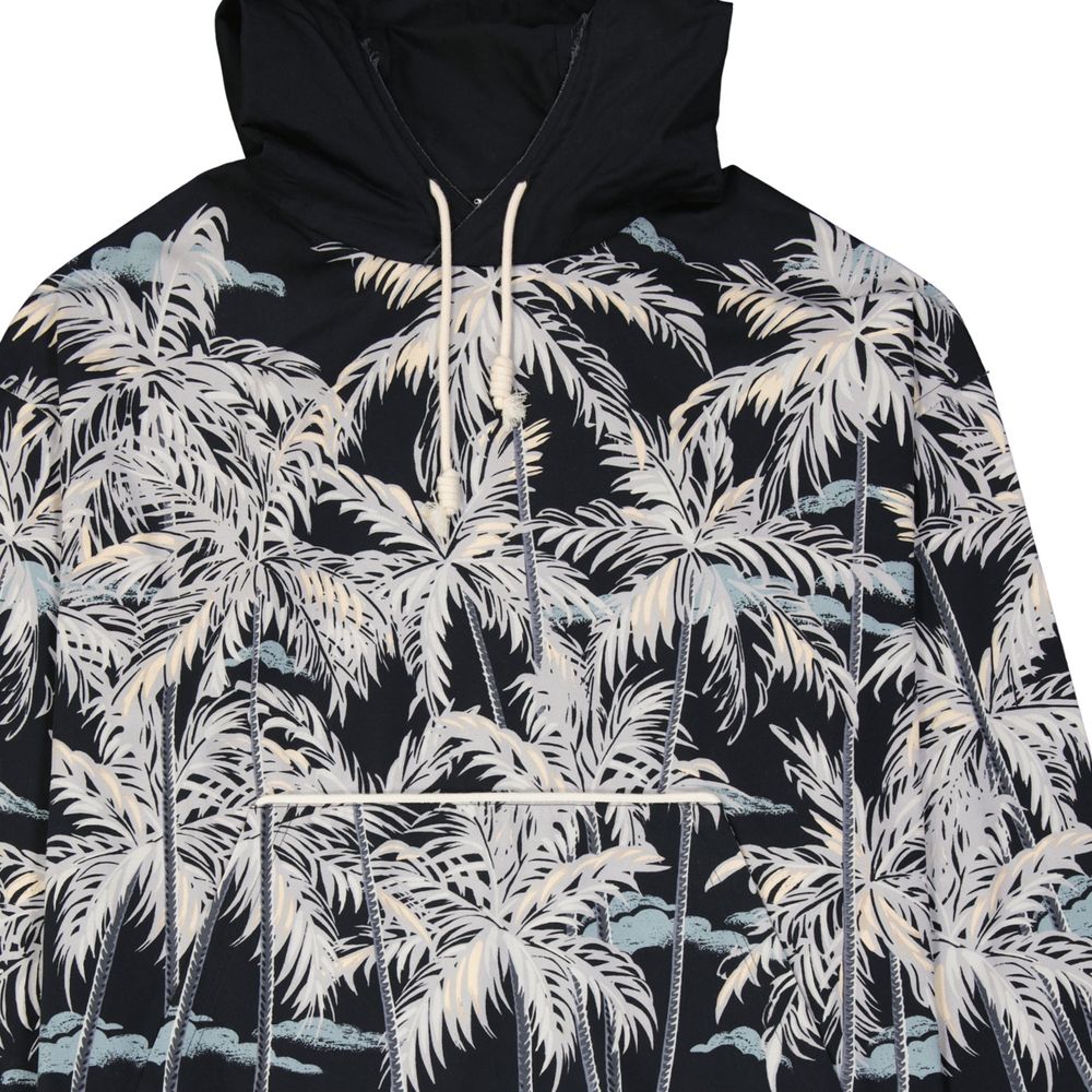 Palm Angels black cotton shell jacket with a sleek design and zip-up front, shown on a hanger.